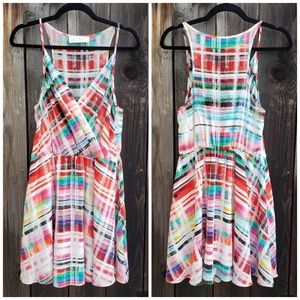 Amanda Uprichard Silk Multicolored Wrap Bust Dress